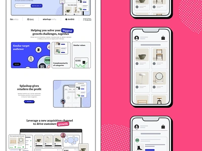 Website |Post-checkout Engagement Startup | Concept branding design illustration landing pink saas sales startup ui webflow