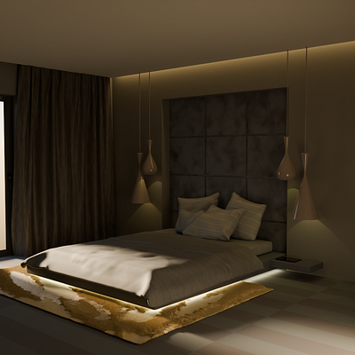 Bedroom in 3D. 3d branding graphic design logo ui