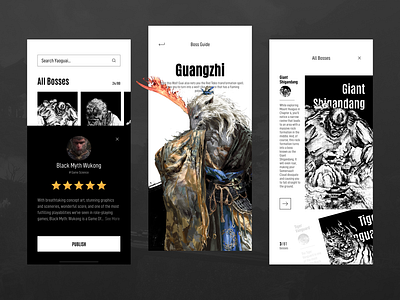 Black Myth Wukong - Game App2 app black black myth china design game mobile steam ui white wukong