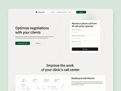 AI Call Center for Dental Clinics - Landing page ai call center app call center dental clinic design landing page plaform saas ui ux web webapp webdesign