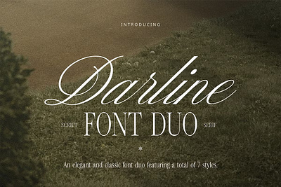 Darline Font Duo branding font chic font classic typeface decorative font elegant serif feminine font font duo font pairing handwritten script logo font luxury font romantic font signature font soft aesthetic font stylish script stylish typeface vintage font wedding font