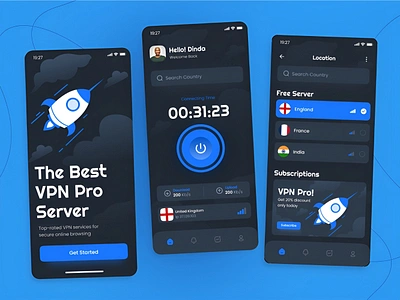 VPN Access - Mobile UI Kit Template mobile app proxy proxy app ui ui app ui ux vpn vpn app