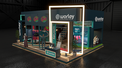 WORLEY EXHIBITION STAND 3d booth branding design event exehibition exhibition exterior illustration ui