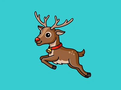 Reindeer adventure antler cartoon character design christmas cute reindeer dynamic festive happy holiday illustration journey jumping mascot red nose reindeer season greetings smiling spirit sticker design