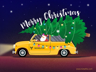 Merry Christmas - illustration 3d animation art branding car christmas color creativejoy drive exploration graphic design holidayvibes homepage illustration merrychristmas minimal nickelfox night santa vector