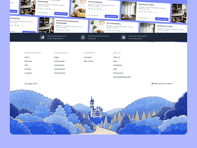 Footer Illustration Explorations castle desktop footer handdrawn illustration travel ui ux webdesign website