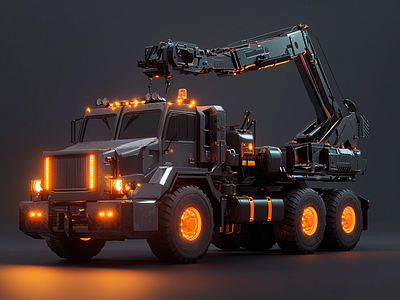 Industrial Crane Truck 3d modelling blender cgi futuristic glowing lights industrial machinery t4y7kdp1 vehicle