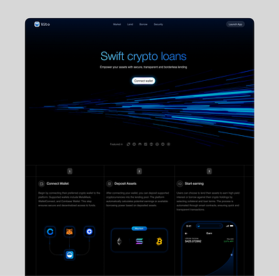 Vito - Defi lending platform crypto decentralized defi design landing page ui ux web web3