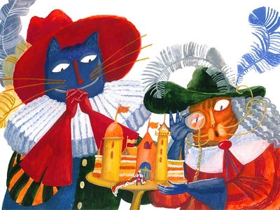 Book illustration. English traditional poems & songs. book illustration cats childrens book costume gouache hand drawing middle ages picture book poems red