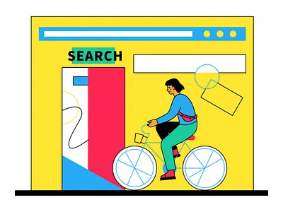 Search bicycle bike browser explorer flat design illustration internet search searcher web