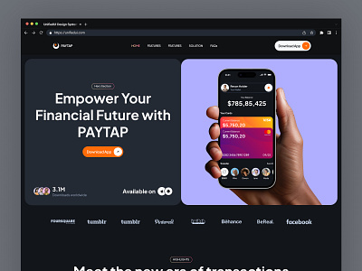 Paytap - Fintech App Landing Page business components dark design digital business fintech landing page layouts paytap ui ui design unified ui unifiedui user experience ux website