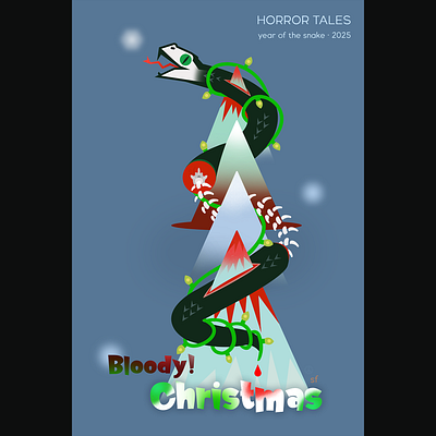 Bloody X'mas - Horror Tales bloodychristmas bloodyxmas christmas illustration illustrator snake