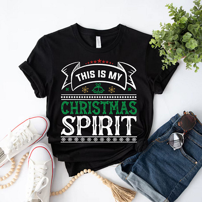 Christmas T-shirt Design bulk t shirt design christmas christmas tree clothes clothing eps graphic design illustration jesus merry santa t shirt design tee trendy typography xmas tee