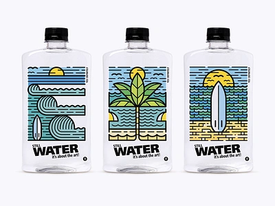 Yes! Definitely art beach bottle design drawing gregorydarroll illustration label lable minimal monoline ocean packaging sea simple surf template vector water waterbottle