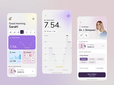 Harmonizing Health - App Design app design biotech clinic doctor health health tracking healthcare healthtech hospital medical care medical tracking app medicine mobile app mobile design mobile ui online medicine