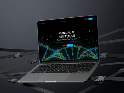 Clinical AI Assistance - Health Tech Landing Page branding darktheme figma healthtech landingpage mockup ui uidesign uxdesign wbesitedesign websitelandingpage