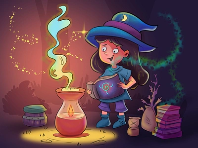 Witchcraft school for little witches cartoon character design characterdesign childrensbooks illustration kidsart magicworlds picturebooks