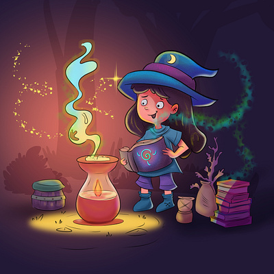 Witchcraft school for little witches cartoon character design characterdesign childrensbooks illustration kidsart magicworlds picturebooks