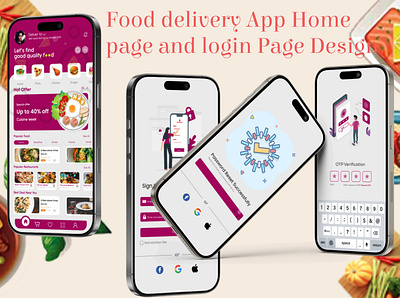Food Mobile App Home and Login Page Design food home page login page mobile app ui ux