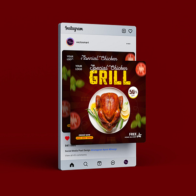 Food Social Media Post Design. delicious food art