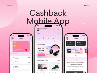 Cashback Mobile App app design cashback cashback app discount discount app e commerce mobile mobile app mobile ui reward shopping app ui ux wallet