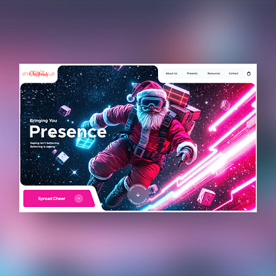 Cyber Christmas Web Ui Landing Shot branding christmas concept art cyber design digital art graphic design illustration landing page photography santa clause ui ui design ux ux design web design website