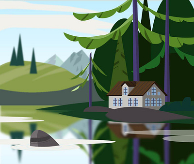 A house in the forest 2d illustration drawing illustration vector