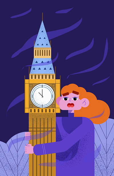 The girl and the Tower art drawing illustration skillbox vector