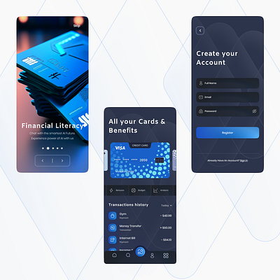 Finance | Mobile android app bank card colorful dark mode design designer finance illustration ios mobile typography ui ux web