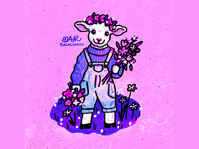 Flowers For a Friend acacia rocco cute flowers illustration kawaii pink sheep