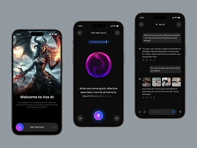 AI Chatbot Mobile App - Voice AI Assistant ai ai agent ai app ai assistant artificial intelligence chat gpt chat interface chatbot clean generative ai ios landing page mobile app mobile application ui ux voice voice ai voice chat voice message