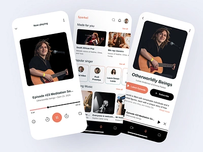 Music Mobile App app application clean dark darkapp figma ios app mobile mobile app modern music music player musicapp musicappui podcast streaming ui uiux ux