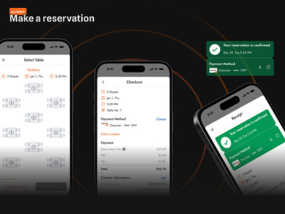 Restaurant Reservation App, Reservation & Payment Steps app booking app case study daily daily ui filter google ux menu mobile app mockup payment portfolio reservation restaurant restaurant app ui ui challange user experience user interface ux