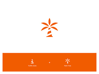 Traffic Cone + Palm Tree Logo logo design orange logo idea palm palm tree palm tree logo traffic logo traffic logo idea