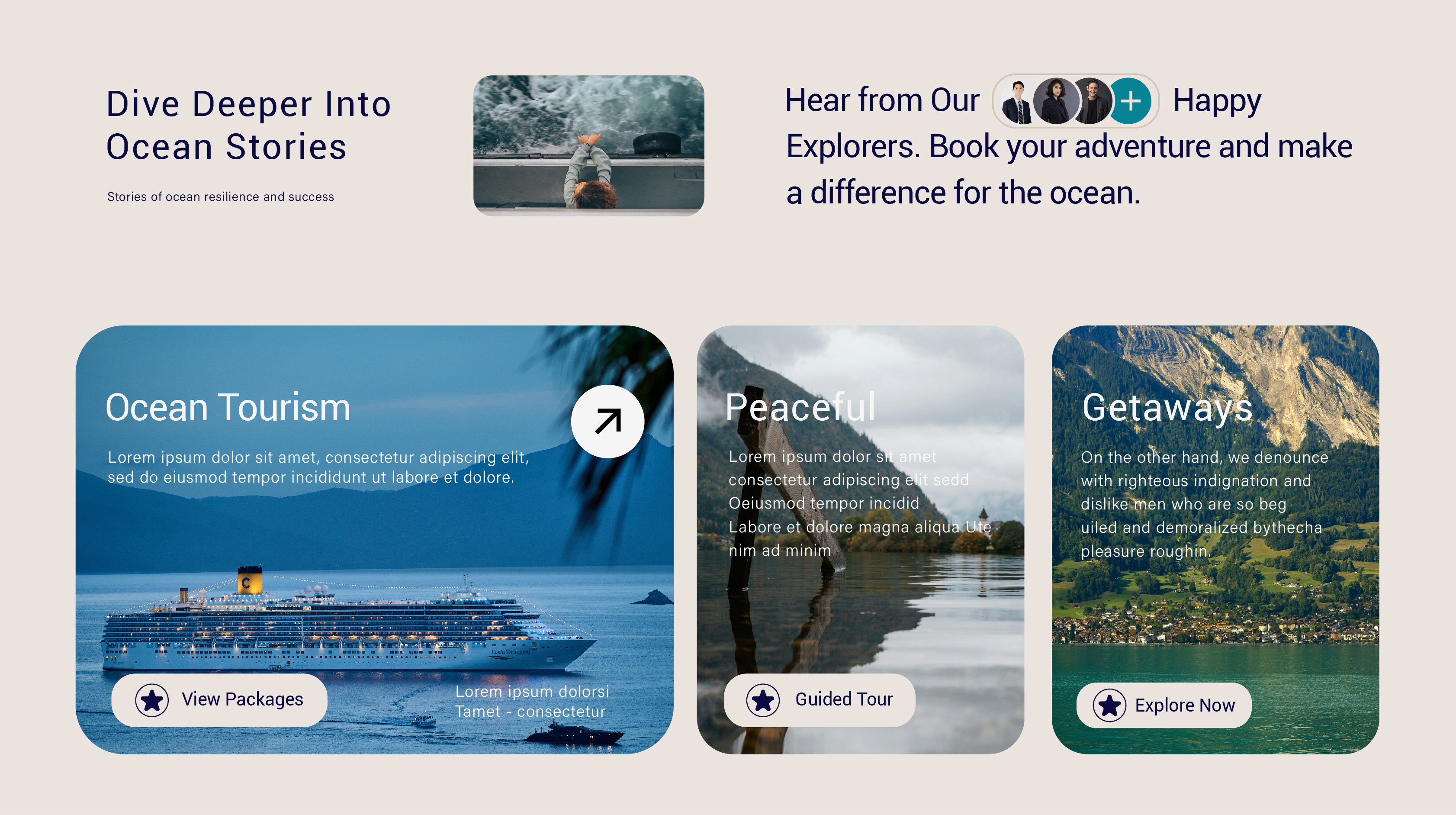 Minimal ocean tourism ui website landing page design by Grapizart on ...