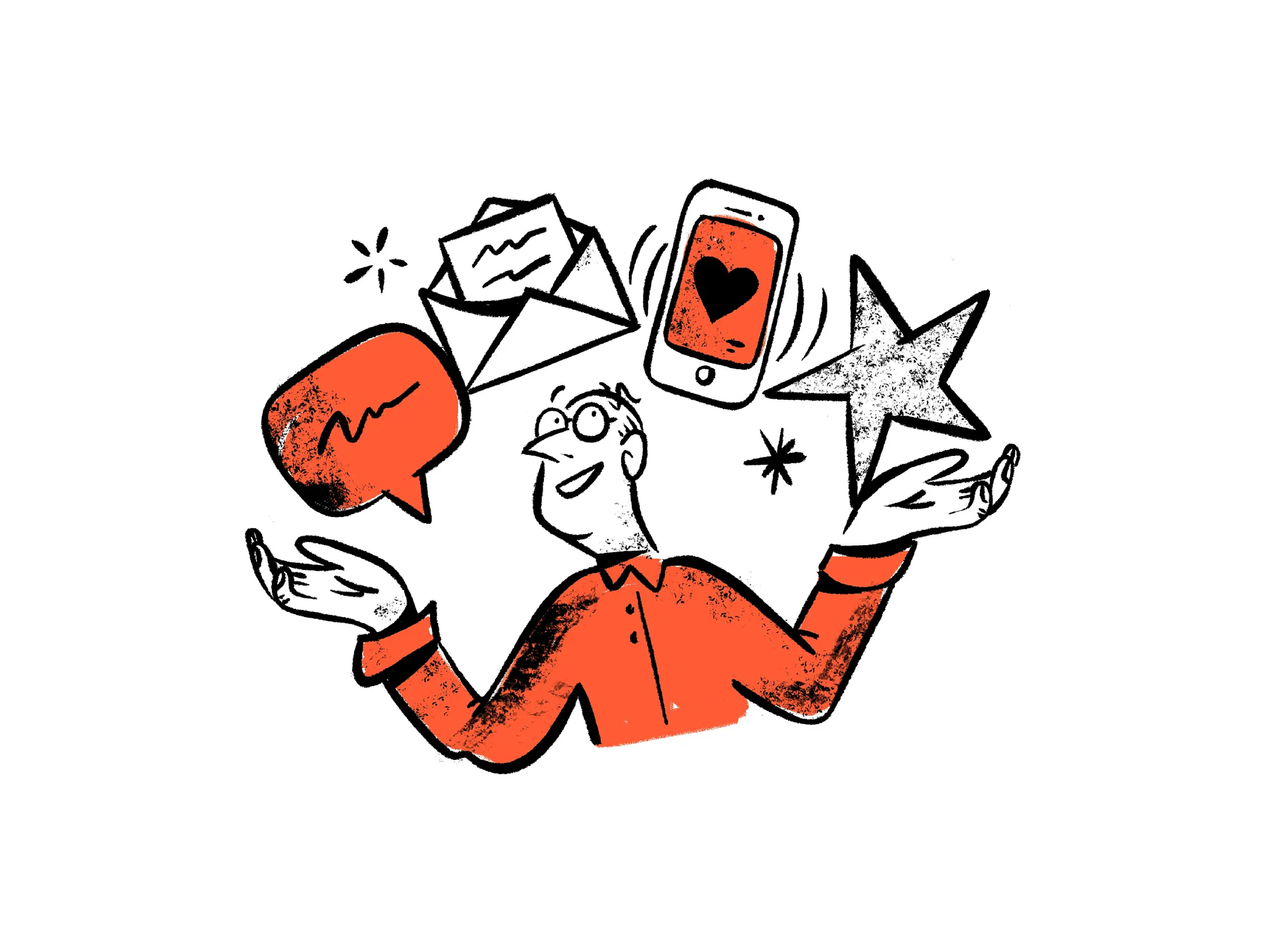 Multi-task away books character hands icons illustration multitasking putch styleframes vector
