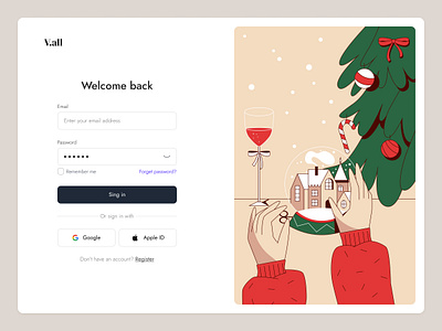 V.all | Sign In UI Page Design christmas color graphic design illustration login logo product register signin signup ui ux xmas