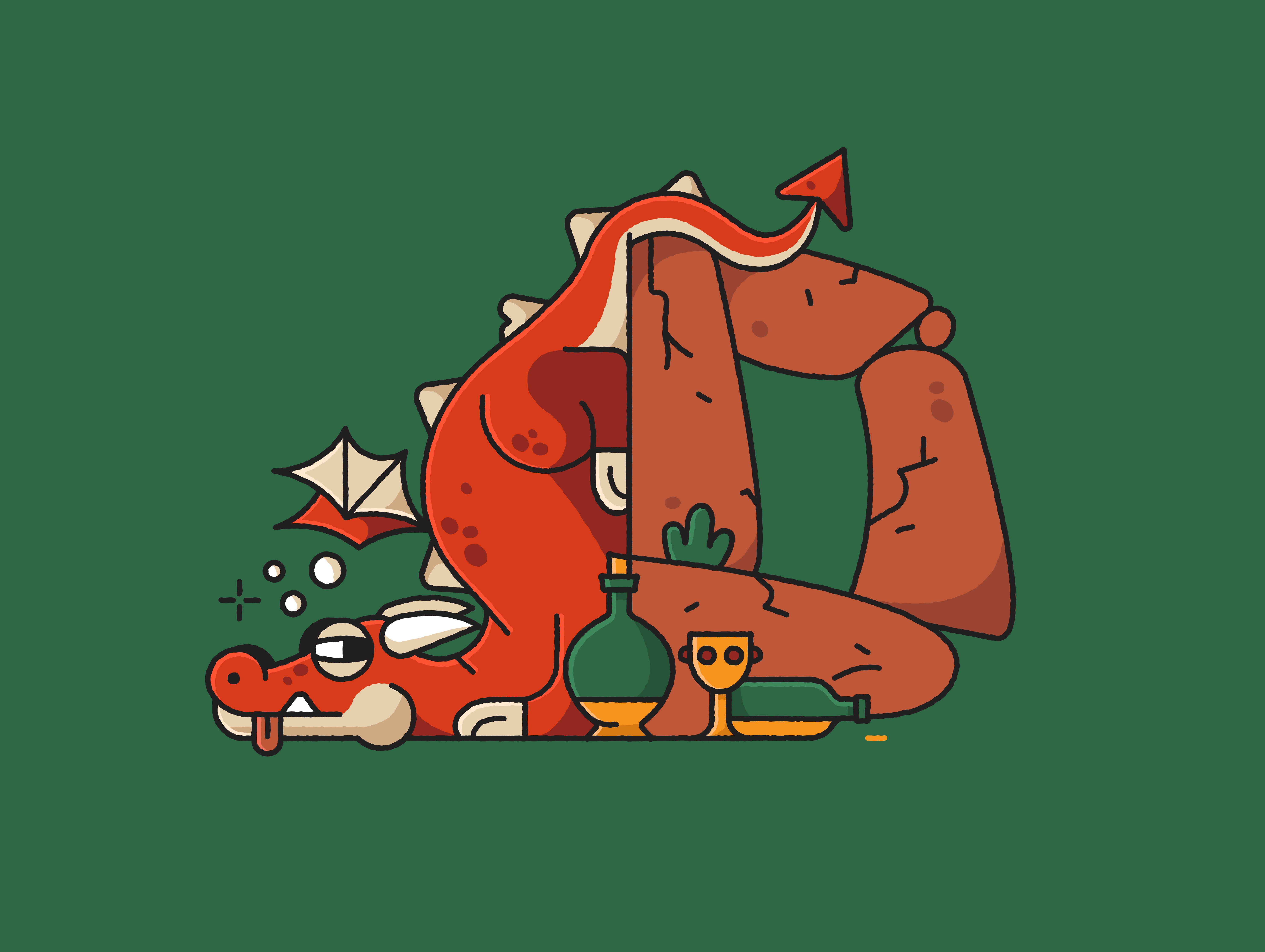 'D' is for Dragon 36 days of type animal character dragon drinks drunk fantasy illustration letter typhography vector