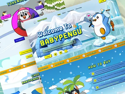 Meme Coin Landing Page Design. babypengu meme coin meme website penguin presale