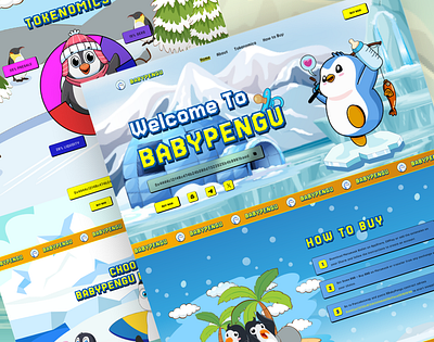 Meme Coin Landing Page Design. babypengu meme coin meme website penguin presale