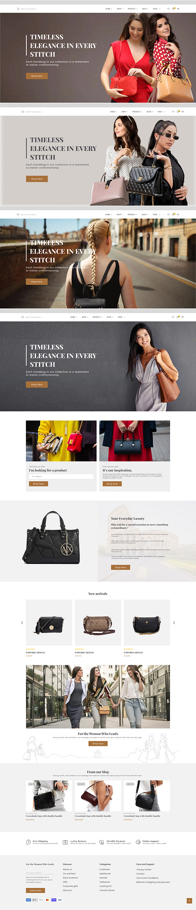 Women’s handbags landing page design design graphic design landing page ui web design