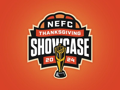 2024 NEFC Thanksgiving Showcase badge branding championship event design fall gold logo soccer sports sports branding thanksgiving tournament trophy typography