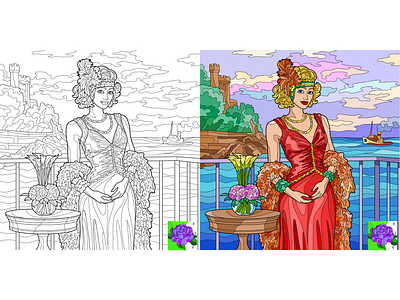 02 Line art+flat coloring for mobile app "Color Match" adobe illustrator antistress art color by number coloring bool coloring page illustration lineart mobile app vector