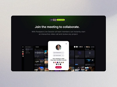 Video call - Meeting app design components dark landing files landing page modal popup saas video call video meet webdesign