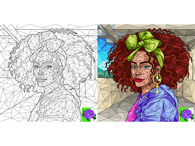 06 Line art+flat coloring for mobile app "Color Match" adobe illustrator antistress art color by number coloring cubism illustration lineart mobile app people vector