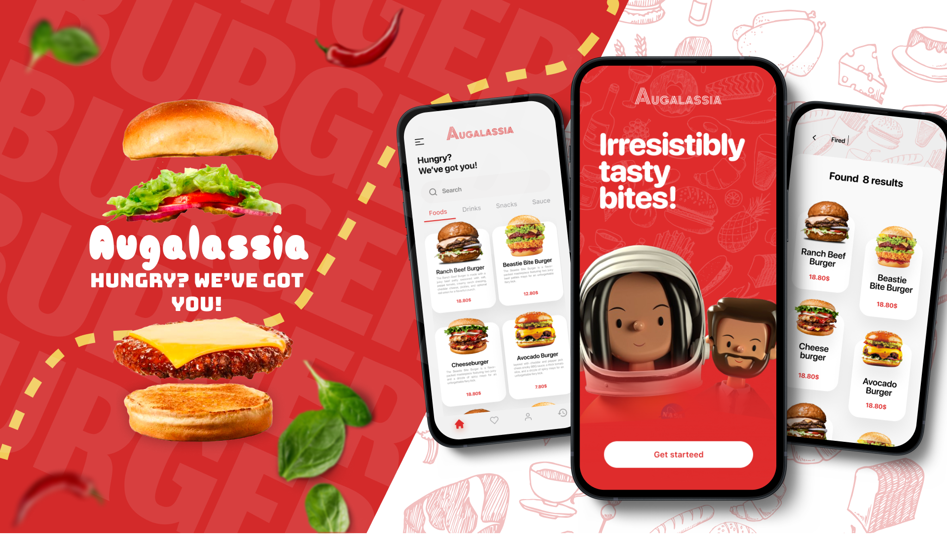 Augalassia Burger!! graphic design ui