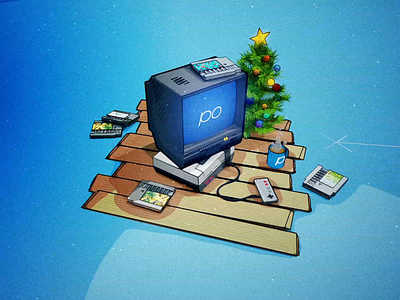 Happy holidays 3d animation cartridge cel shading christmas console happy low poly retro seasons greetings tv