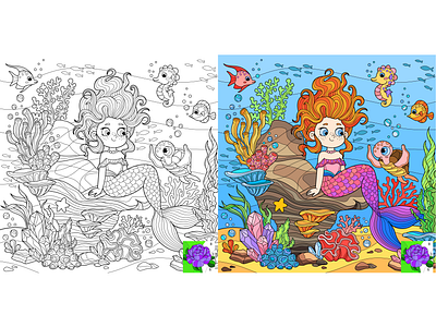 12 Line art+flat coloring for mobile app "Color Match" adobe illustrator antistress art cartoon cartoon character cheldren color by number for kids illustration kids lineart mobile app vector