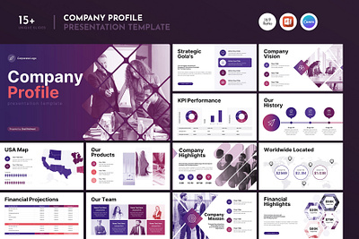 Company Profile Presentation Template annual business plan canva template company profile corporate creative dashboard infographic investor marketing modern multipurpose pitch deck plan template powerpoint template pptx presentation project proposal report template strategy