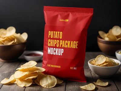 Potato Chips Package bag chips crisps free freebie mockup pack package potato sack snack